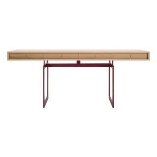 Red and Natural Oak Office Desk by Bodil Kjaer For Sale