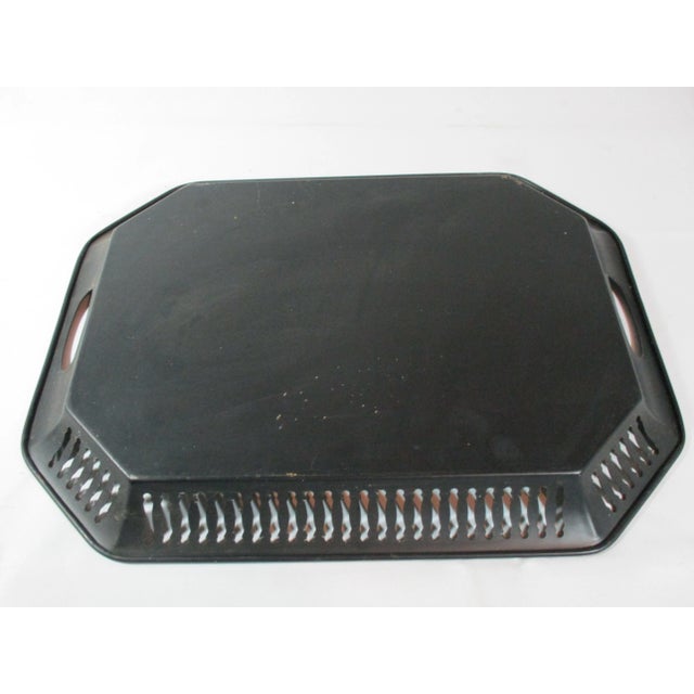 1960s Vintage Hand Painted Floral Reticulated Tole Tray For Sale - Image 5 of 9