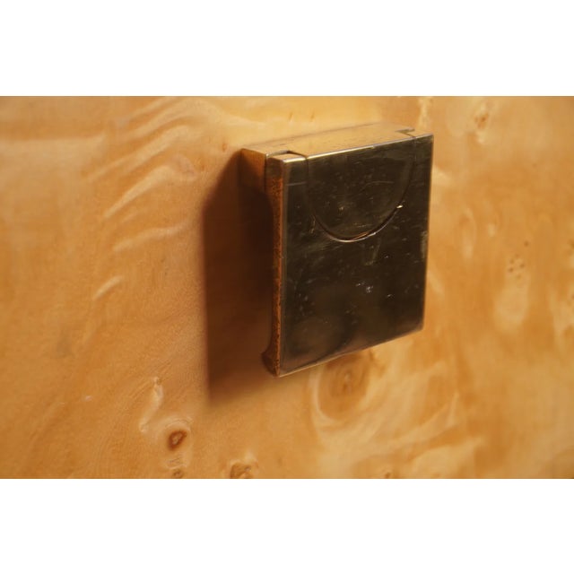 Vintage Milo Baughman Style BURLwood Server With Brass Details by Thomasville For Sale - Image 11 of 11