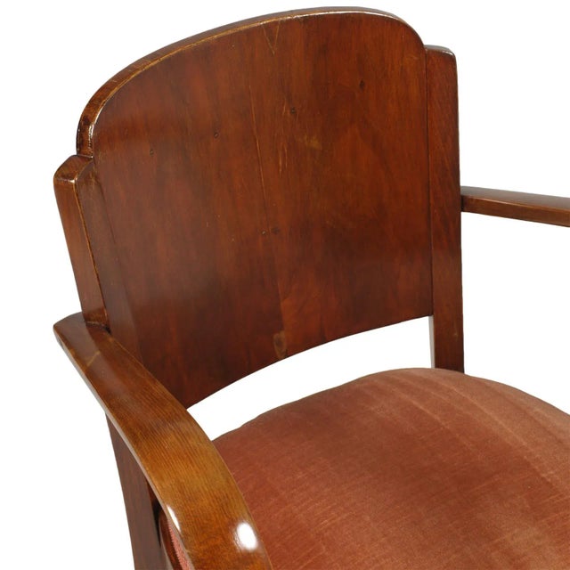 Set of Italian Walnut & Velvet Bridge Chairs by Gaetano Borsani, 1930s For Sale - Image 9 of 11