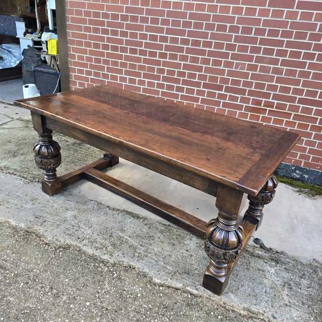 Elizabethan Oak Refrectory Farmhouse Dining Table, 1910 For Sale - Image 18 of 18