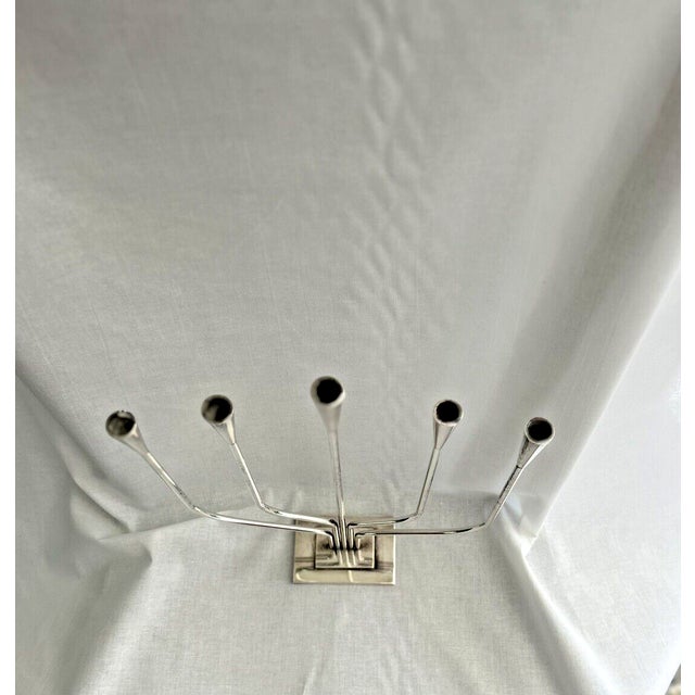 Midcentury modern E. Dragsted Denmark Brass Silver Plated Candelabra 12.5"H X 8.5"W, in very good condition, base with...