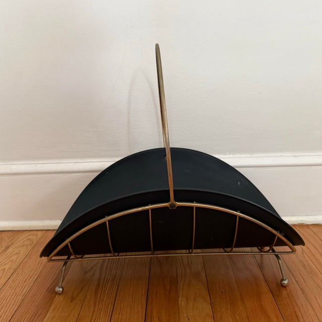 Midcentury Tole and Brass Footed Log Holder For Sale - Image 4 of 8