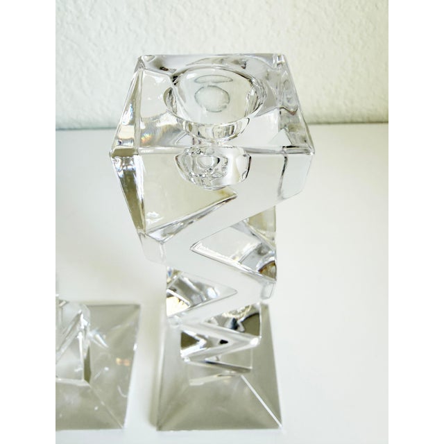 Postmodern Zigzag Crystal Candlesticks, a Pair For Sale In Sacramento - Image 6 of 11