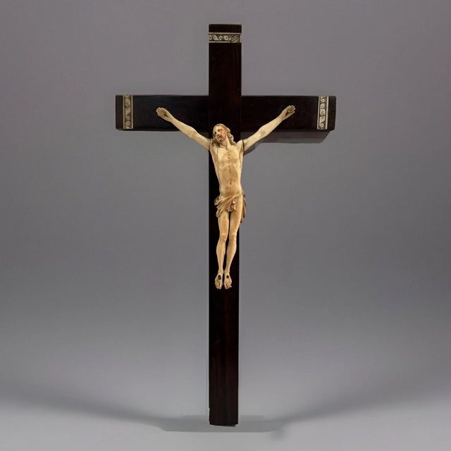 This listing is for a rare antique French crucifix. This crucifix dates to the 18th century. It features a carved bone...
