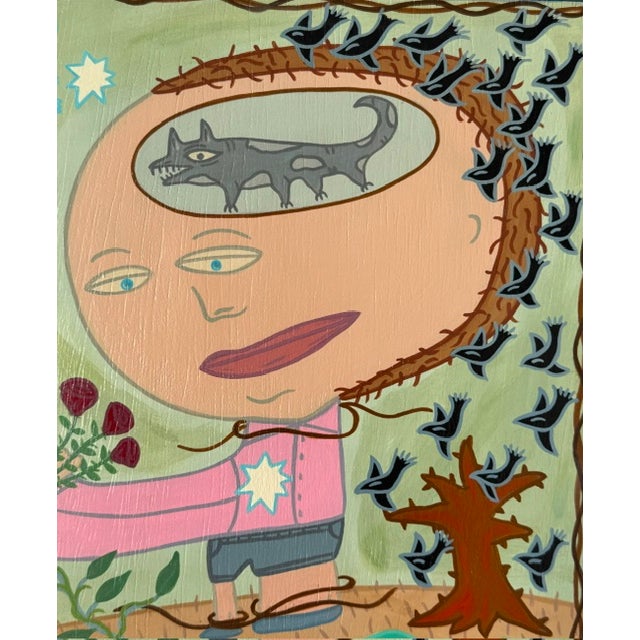 2020s Original Folk Art Acrylic Painting/ "Thought" For Sale - Image 5 of 6