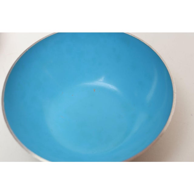 Set of Twelve Small Danish Modern Enamel and Brushed Aluminum Snack Bowls For Sale - Image 15 of 18