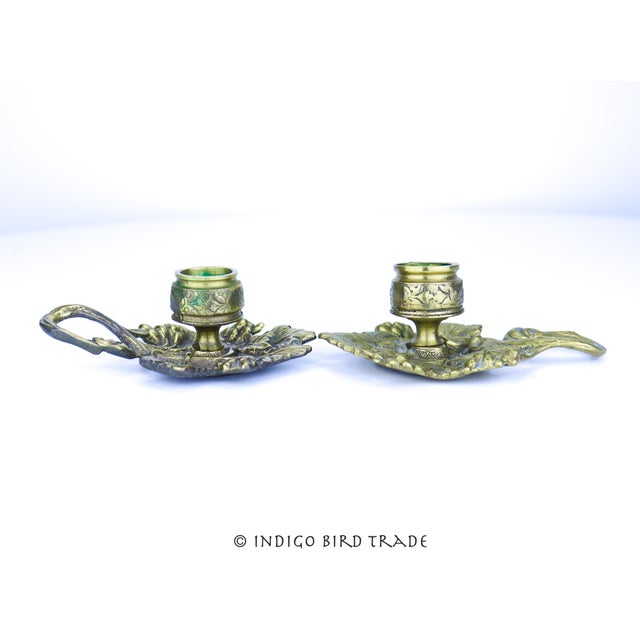 19th Century Antique French Bronze Chamber Ornate Candlestick Holders - Set of 2 For Sale - Image 5 of 7