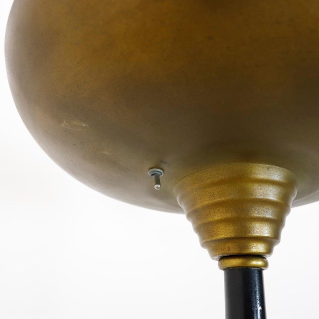Art Deco Gold-Tone Metal Torchiere Floor Lamp, 1940 For Sale - Image 11 of 18