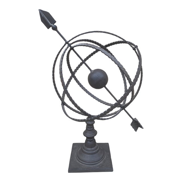 Large Classical Iron Armillary Sphere Garden Sculpture on Stand – English Estate Style For Sale