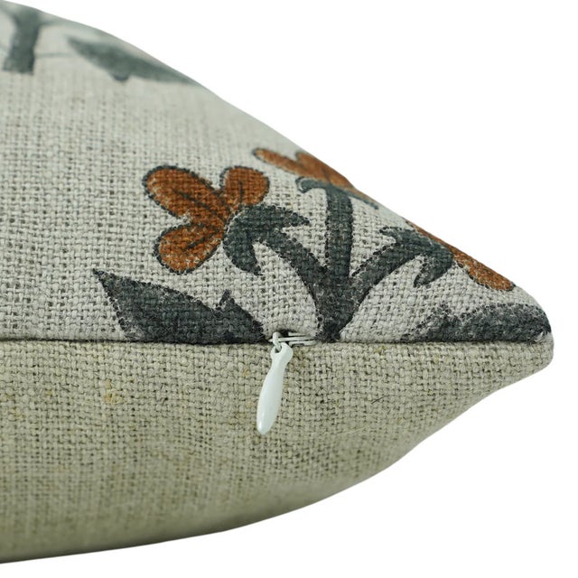 Boho Chic Handcrafted Pillow Covers With Block Prints Thick Linen12x20 Inch -Chahat For Sale - Image 3 of 4