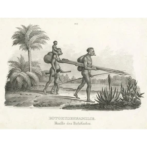 Honegger, Botocudo, South American Indian People, Steel Engraved Print For Sale - Image 6 of 6