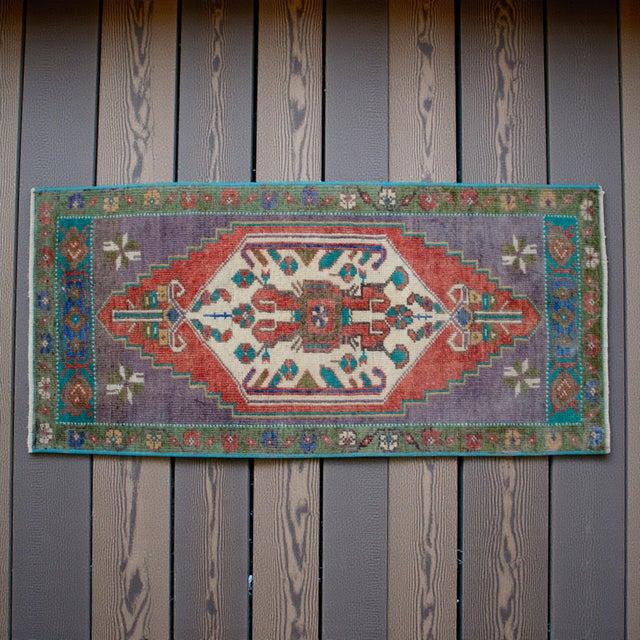 Turkish 1970s Vintage Hand Knotted Small Rug For Sale - Image 3 of 9