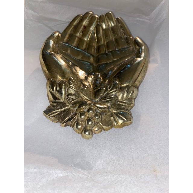 Vintage Bronze Decorative Piece Featuring Cupped Hands. For Sale - Image 4 of 8