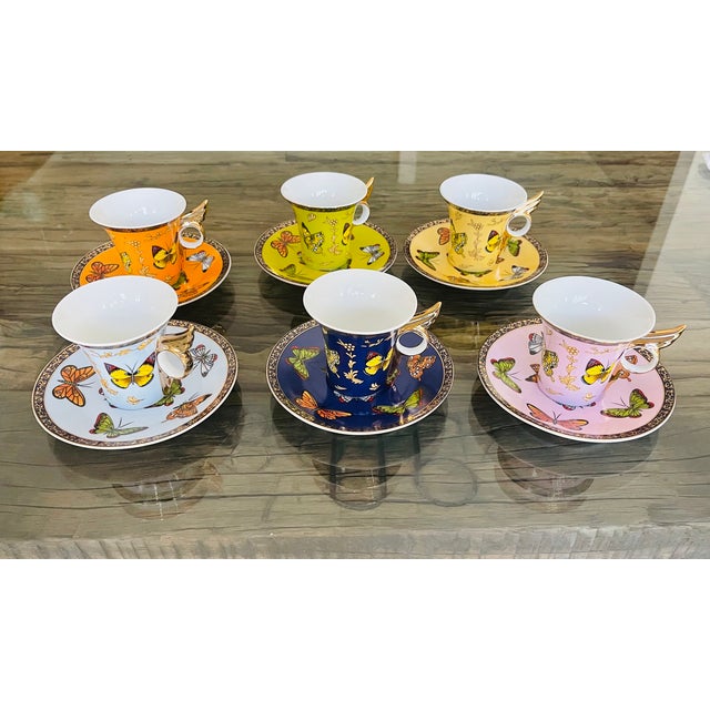 大流行中！ Vintage Classic Box in Set Tea Coffee Butterflies Porcelain 絵画