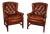 Vintage Wingback Chesterfield Chairs in Brown Leather, 1990s, Set of 2 For Sale