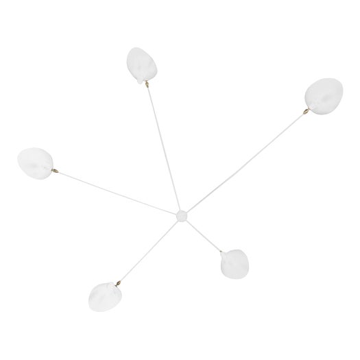 Mid-Century Modern White 5-Arm Spider Ceiling or Wall Lamp by Serge Mouille For Sale