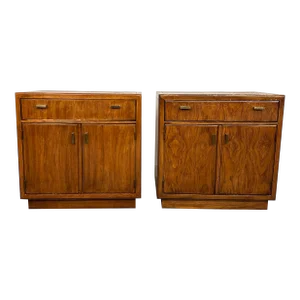 Pair of Drexel Heritage Consensus Pecan Nightstands Need Refinished