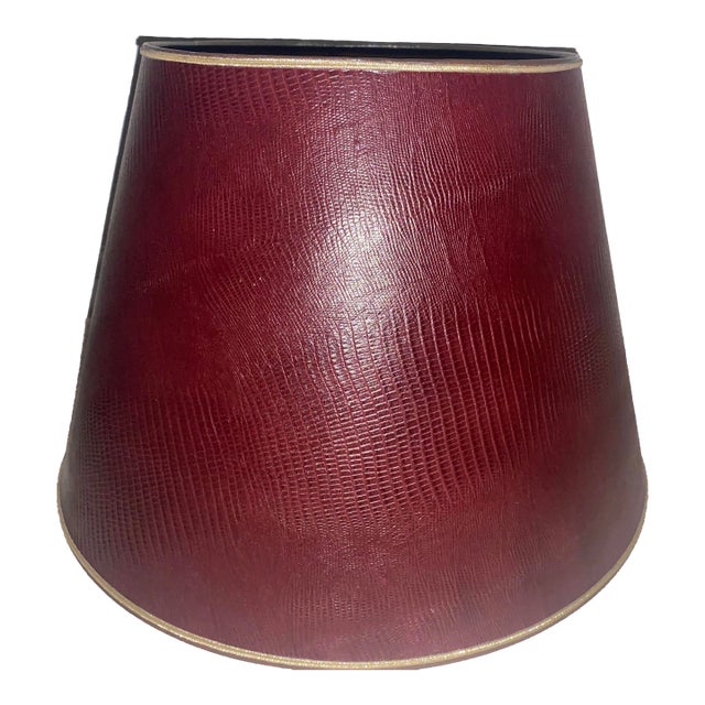 Stiffel Burgundy Leather Lamp Shade "Mint" Condition Vintage For Sale