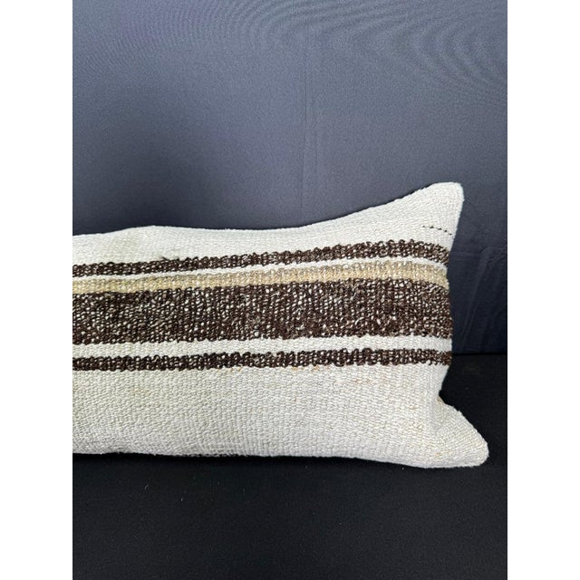 Turkish Hemp Pillow Cushion Natural Beige Brown Cushion Cover 12x46 For Sale - Image 4 of 4