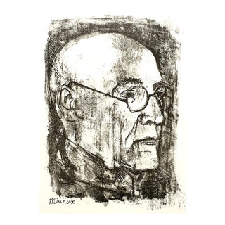 Andre Minaux - Portrait - Original Lithograph 1951 For Sale