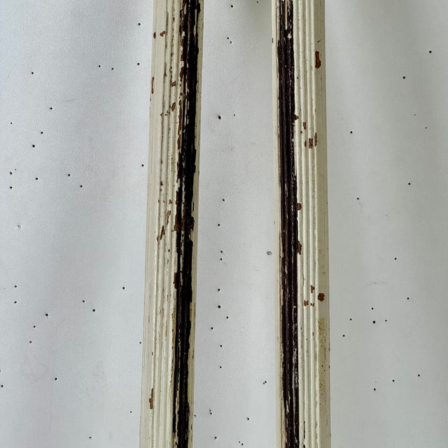 White Pair of Slender Antique Architectural Salvage Cylindrical Fluted & White Painted Wood Columns For Sale - Image 8 of 8