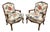 Pair of Vintage Floral Needlepoint Armchairs | Louis XV Style For Sale