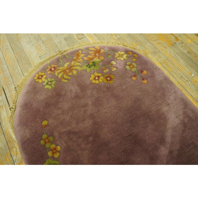 Textile Beautiful Rose Ground Color With Small Saffron Daisies in a Floral Design Antique Oval Art Deco Rug For Sale - Image 7 of 7