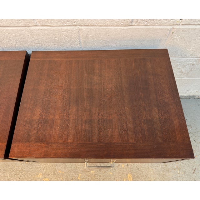 Vintage Modern Walnut and Metal Office End Tables For Sale - Image 9 of 15