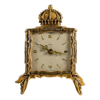 Vintage Emes Table Alarm Clock - Golden Baroque Design For Sale
