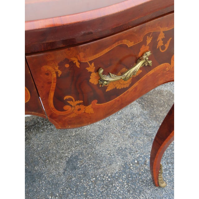 French Italian Inlay and Bronze Accent Desk and Chair 6340 For Sale - Image 13 of 18