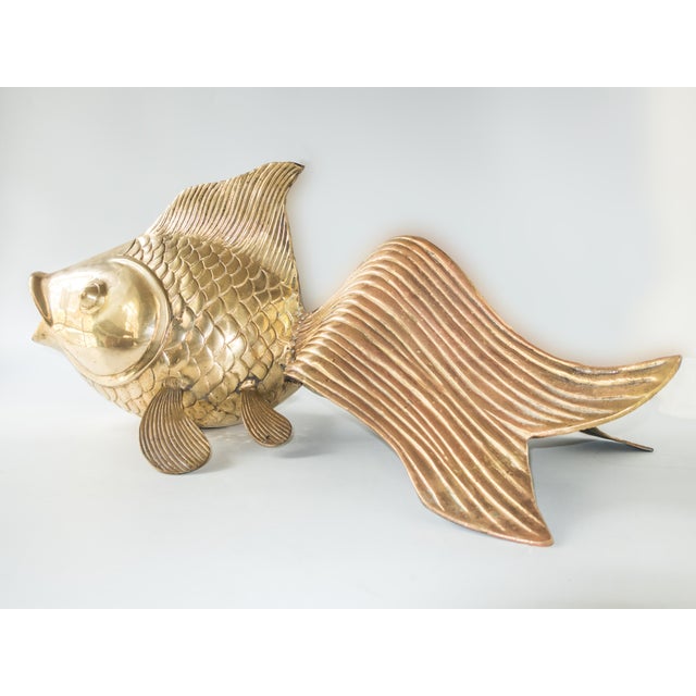 Large Vintage Brass Koi Fish Sculpture 25" | Chairish