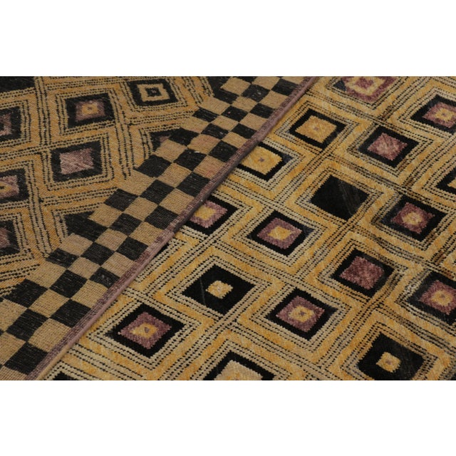 Beige Rug & Kilim’s Modern Moroccan-Inspired Rug in Gold-Black Diamond Geometric Pattern For Sale - Image 8 of 8