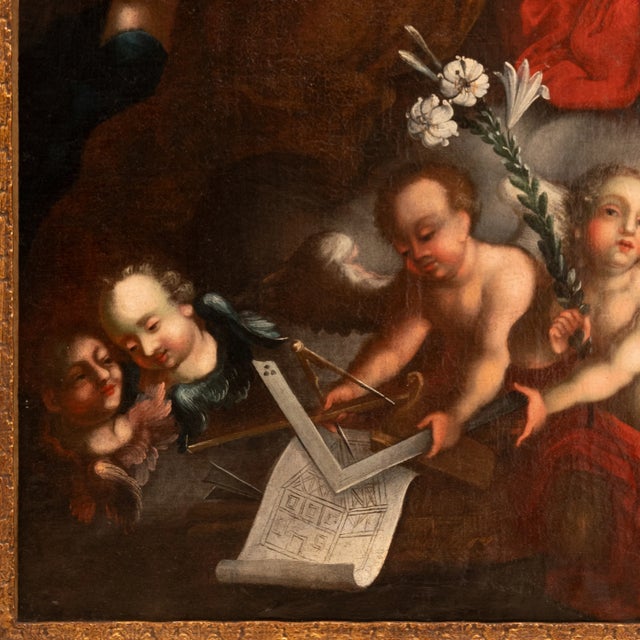 Austrian Old Master Baroque Oil Canvas Painting Architecture Allegory Cherubs Franz Xaver Karl Palko 1750 For Sale - Image 9 of 12