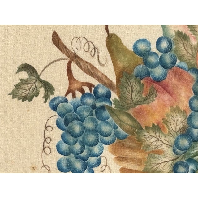 Colonial Cornucopia - Original 19th C. Still Life Fruit and Basket Painting on Fabric For Sale - Image 10 of 12