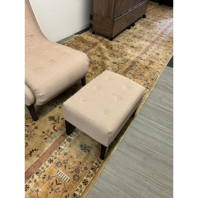 Tan Contemporary Lounge Chair + Ottoman, Set For Sale - Image 8 of 10