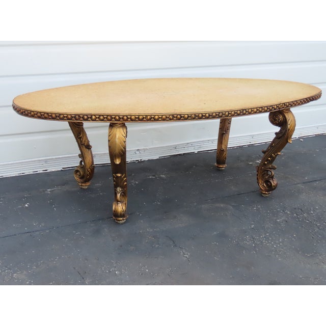 French Antique Gold Finish Oval Marble Top Coffee Table 6640 For Sale - Image 18 of 18