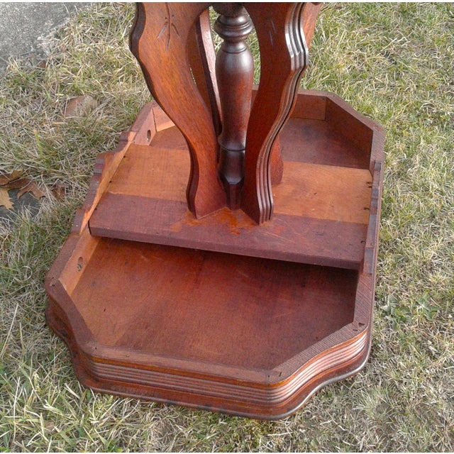 Antique Victorian Eastlake Solid Walnut Parlor Table 1870s For Sale - Image 14 of 18