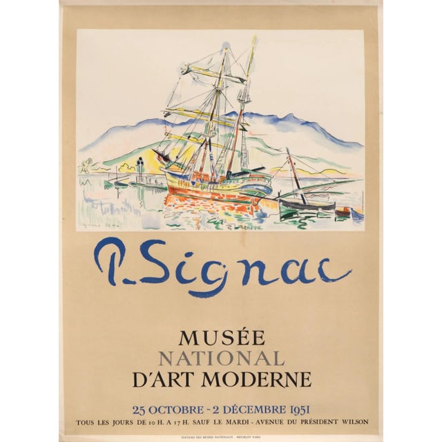 Cream 1951 French Exhibition Poster - P. Signac, Musée National d'Art Moderne For Sale - Image 8 of 8