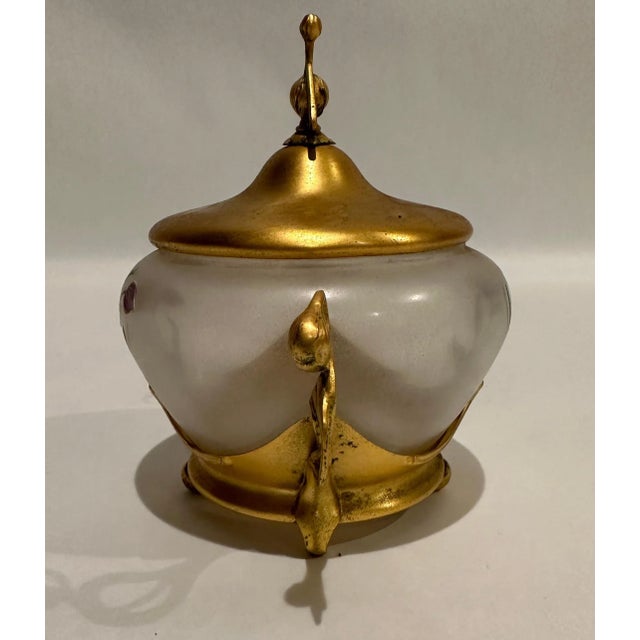 Late 19th Century WMF Gilt and Painted Glass Covered Box For Sale - Image 4 of 6
