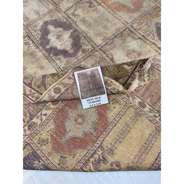 Beige 1900s Fine Antique Prayer Turkish Silk Rug - 5'5'' X 3'10'' For Sale - Image 8 of 9