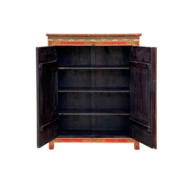 Tibetan Style Golden Double Dragons Graphic Credenza Storage Cabinet For Sale - Image 4 of 4