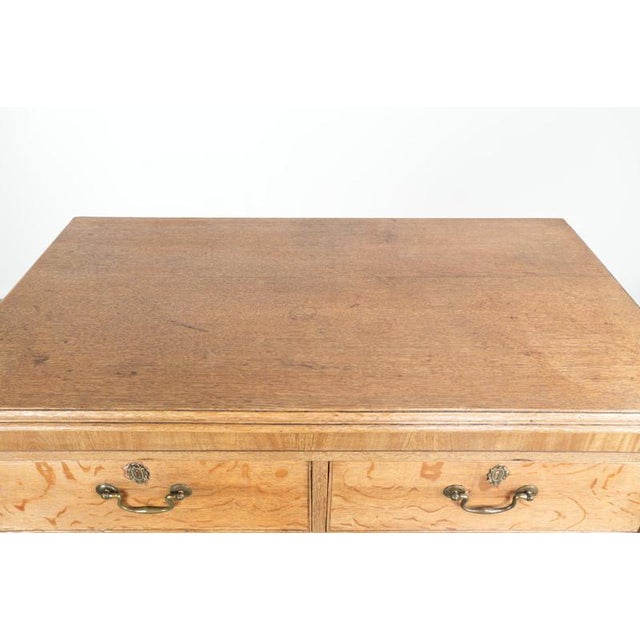 Wood Large Antique English Blonde Oak Chest of Drawers with Gilt Elements, 18th Century For Sale - Image 7 of 14