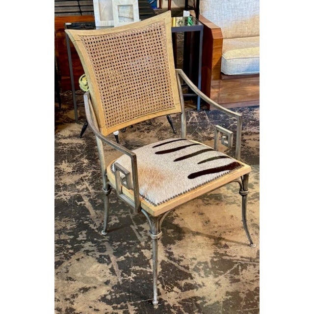 Vintage Hollywood Regency Iron Chair With Cowhide For Sale - Image 10 of 10