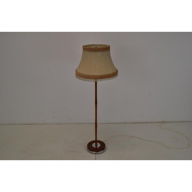 Made in Germany. Made of fabric, wood, chrome 2xE27 or E26 bulb. US adapter included. Original condition. Up to 250V...