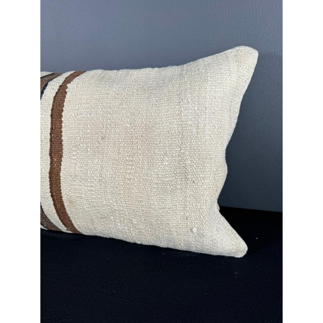 Turkish Hemp Pillow Cushion Natural Beige Brown Pillow Cushion Cover 16" x 24" For Sale - Image 4 of 4