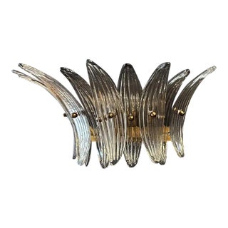 Palmette Smoked Glasses Sconces - a Pair For Sale