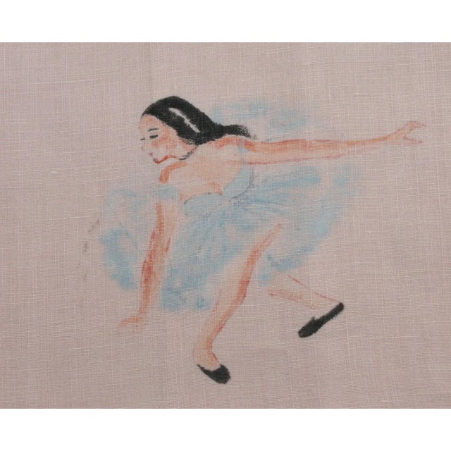 Figurative Painted Pink Ballerina Hand Towel For Sale - Image 3 of 4