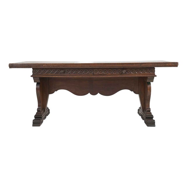 Walnut Dining Table with Drawers For Sale