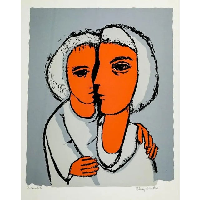 Mid-Century Modern 1970s Frank Kleinholz Siblings Serigraph For Sale - Image 3 of 3